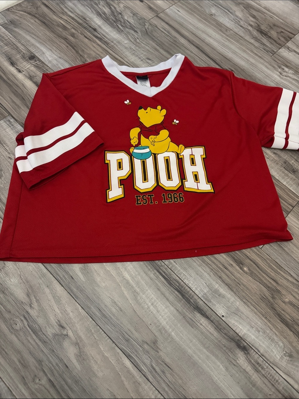 Disney Red Pooh Graphic Short Sleeve Tee Jerry Leigh Y2K G Jersey
